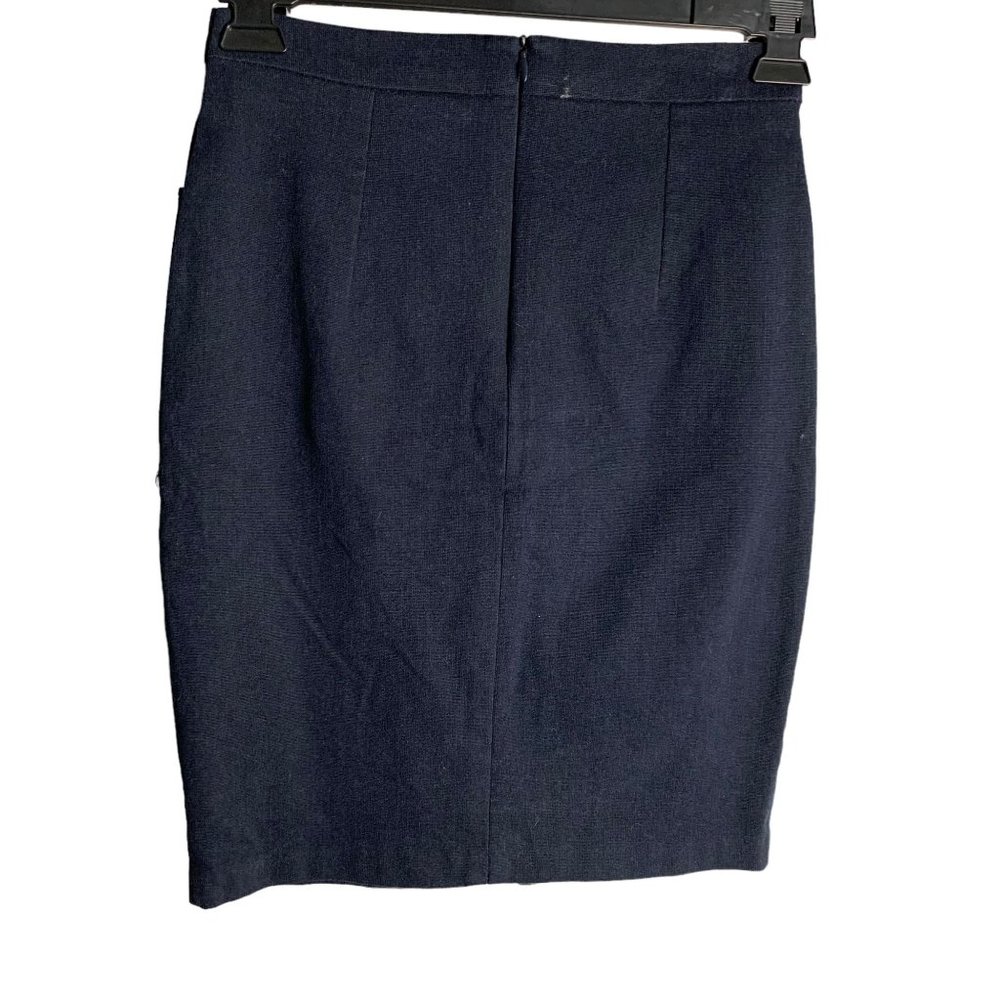 Mercy Micro Corduroy Mini Pencil Skirt S Blue Pockets Lined Ziper Flat Front - Picture 3 of 5